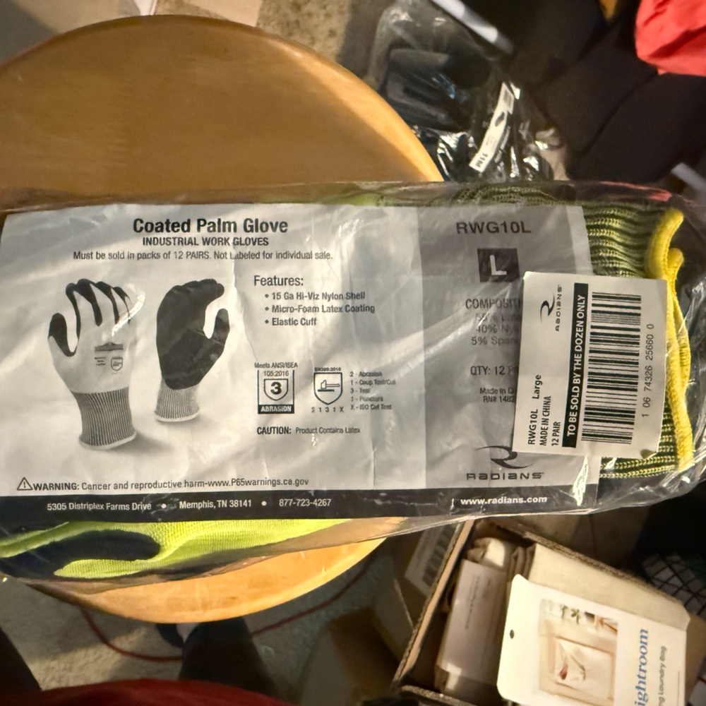 Radians Coated Palm Industrial Work Gloves